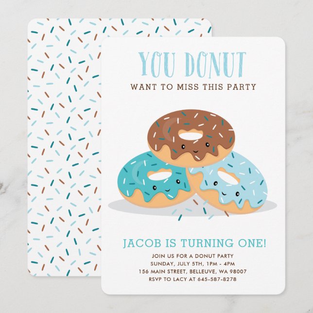 Doughnut Miss This Fun Birthday party invitation B (Front/Back)