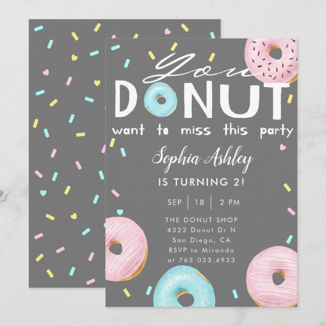 Doughnut Miss This Party Birthday Invitation (Front/Back)