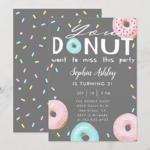 Doughnut Miss This Party Birthday Invitation