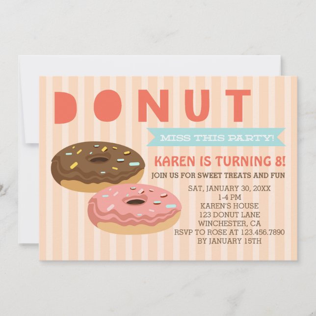 Doughnut miss this party - Doughnuts Party Invitat Invitation (Front)