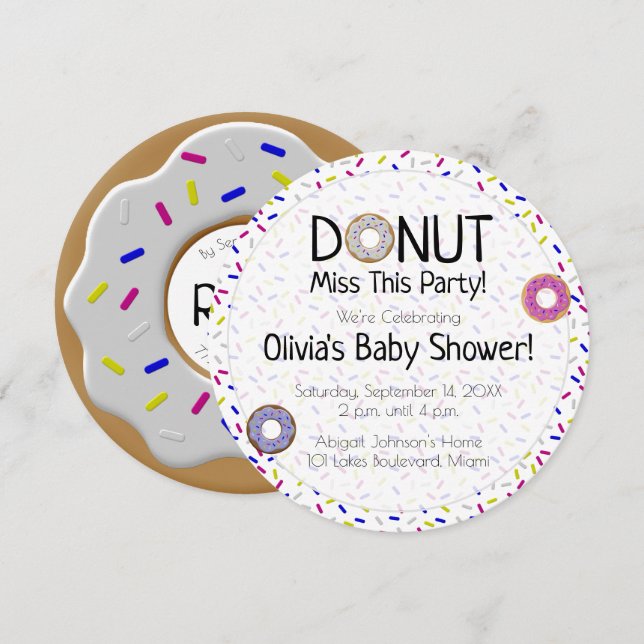Doughnut Miss This Party Gender Neutral Baby Showe Invitation (Front/Back)