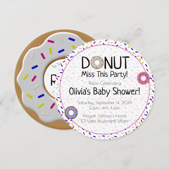 Doughnut Miss This Party Gender Neutral Baby Showe Invitation (Front/Back)