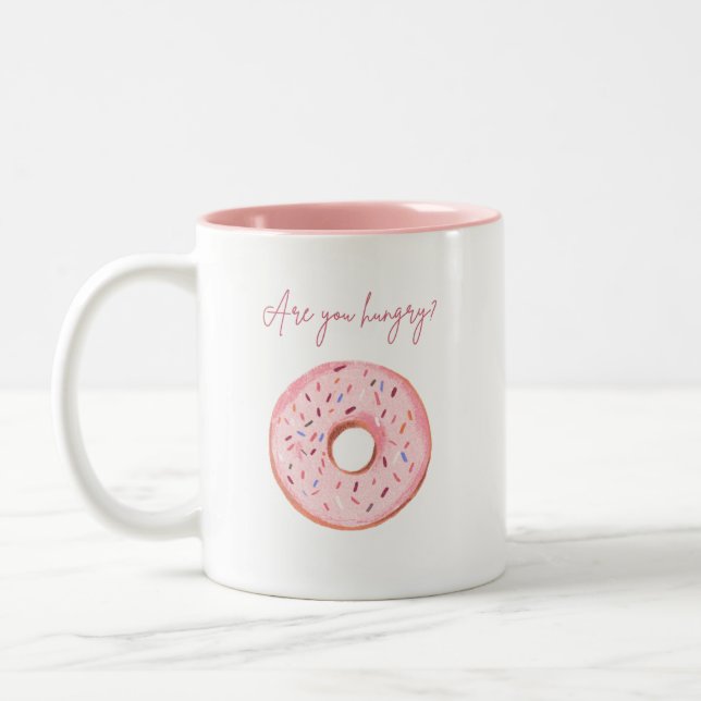 Doughnut Mug – “Are You Hungry?” Cute Quote Design (Left)