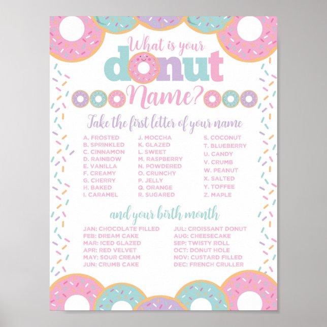 Doughnut Name Poster (Front)