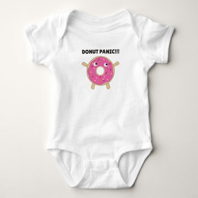 Doughnut Panic - Funny Pun With Doughnuts Baby Bodysuit (Front)