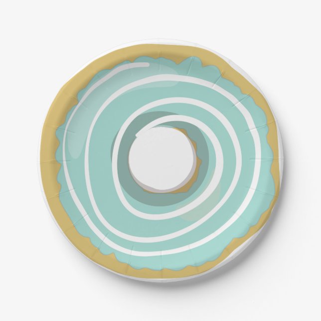 Doughnut Paper Plates Pink Blue Green Doughnut Par (Front)