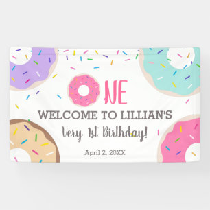 Doughnut party 1st birthday banner