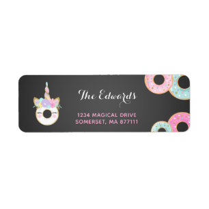Doughnut Party Address Labels Doughnut & Unicorn