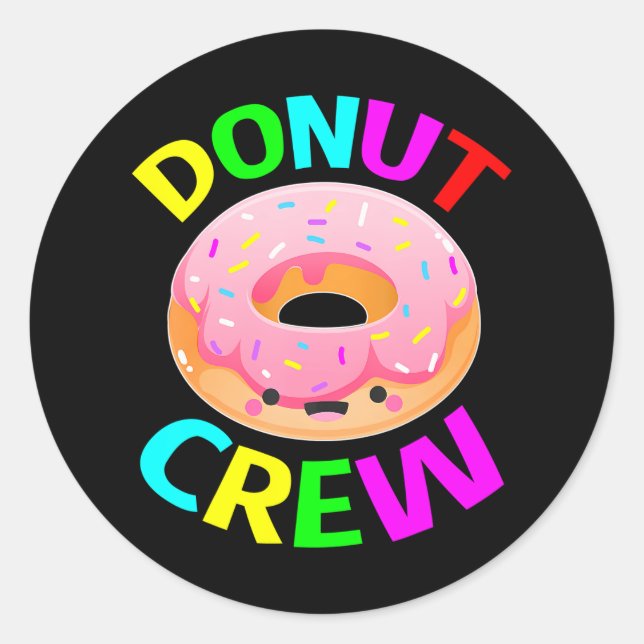 Doughnut Party Crew Birthday for Classic Round Sticker (Front)