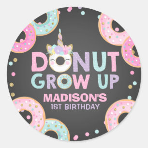 Doughnut Party Favour Tag Sticker Seal Doughnut Gr