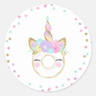 Doughnut Party Favour Tag Sticker Seal Doughnut Gr