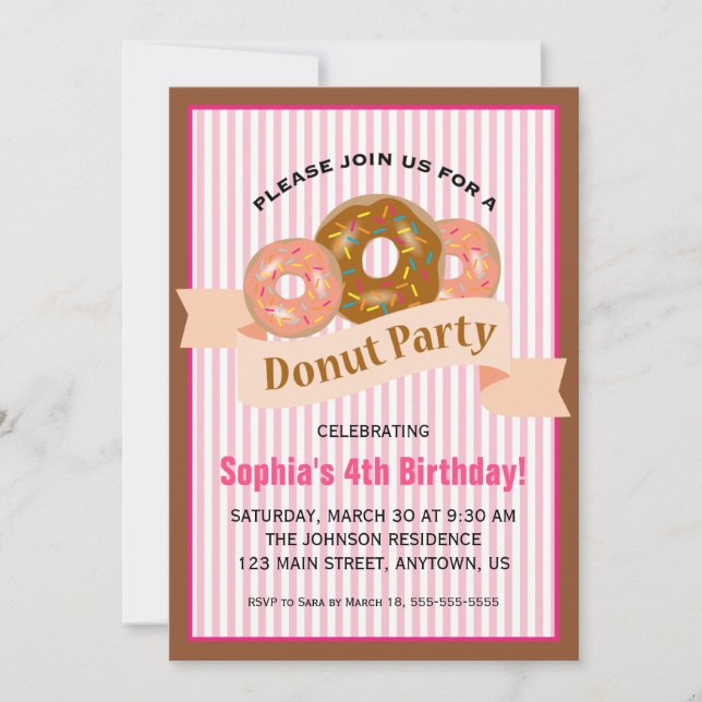Doughnut Party for Child's Birthday Invitation (Front)