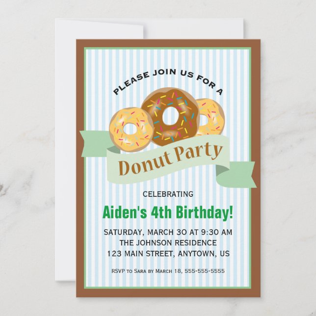 Doughnut Party for Child's Birthday Invitation (Front)
