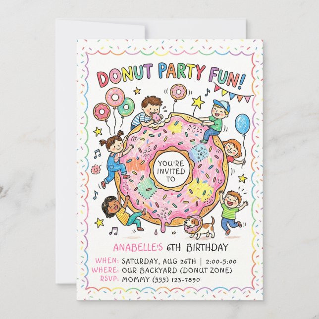 Doughnut Party Fun Invitation (Front)