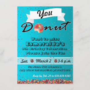 Doughnut Party Invitation, Doughnut Birthday Invit Invitation