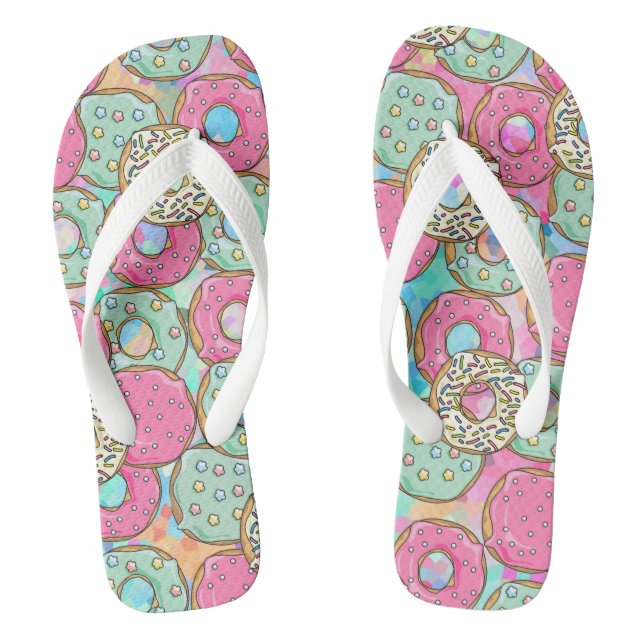Doughnut Party Pastel Cute Flip Flops (Footbed)
