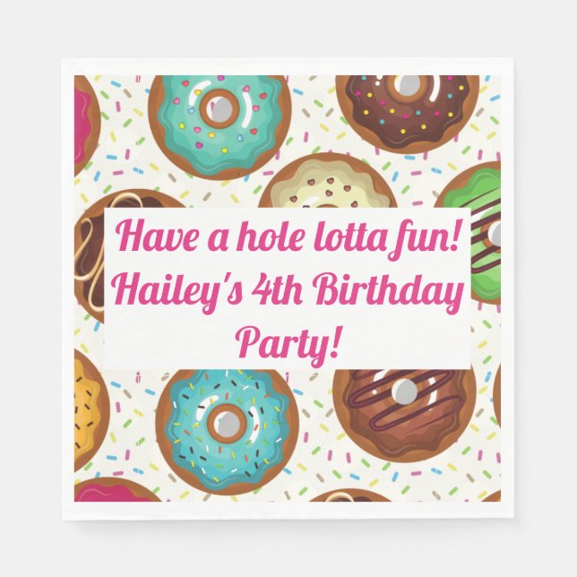 Doughnut Party Personalised Napkins (Front)