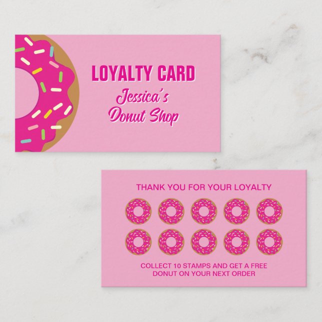 Doughnut pastry bakery loyalty punch card template (Front/Back)