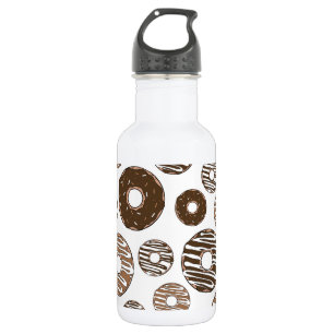 Doughnut Pattern, Chocolate Doughnuts, Caramel Dou 532 Ml Water Bottle