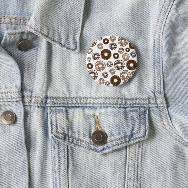 Doughnut Pattern, Chocolate Doughnuts, Caramel Dou 6 Cm Round Badge (In Situ)