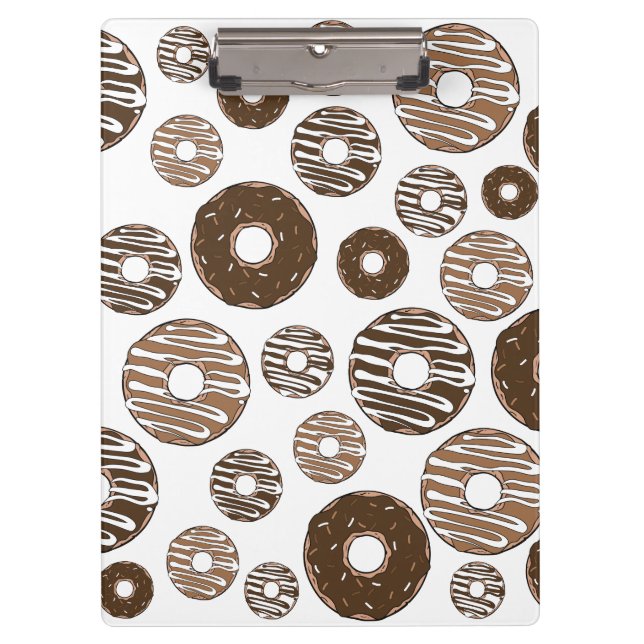 Doughnut Pattern, Chocolate Doughnuts, Caramel Dou Clipboard (Front)