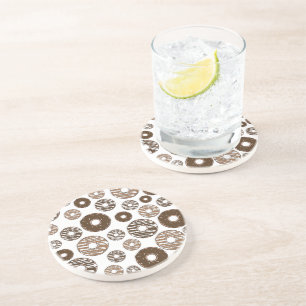 Doughnut Pattern, Chocolate Doughnuts, Caramel Dou Coaster