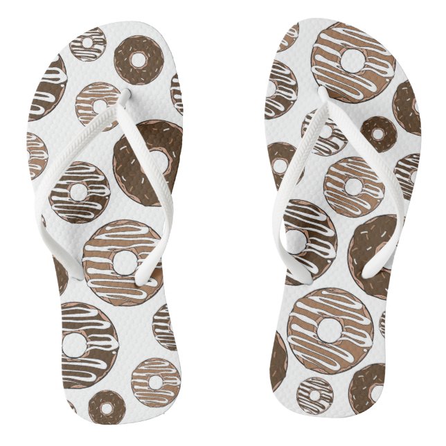 Doughnut Pattern, Chocolate Doughnuts, Caramel Dou Flip Flops (Footbed)