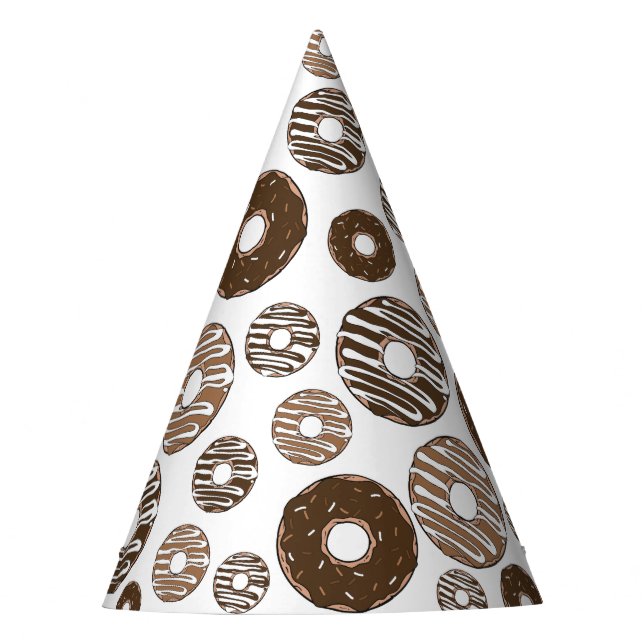 Doughnut Pattern, Chocolate Doughnuts, Caramel Dou Party Hat (Front)