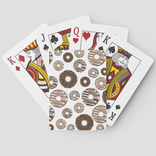 Doughnut Pattern, Chocolate Doughnuts, Caramel Dou Playing Cards (Back)