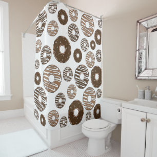 Doughnut Pattern, Chocolate Doughnuts, Caramel Dou Shower Curtain