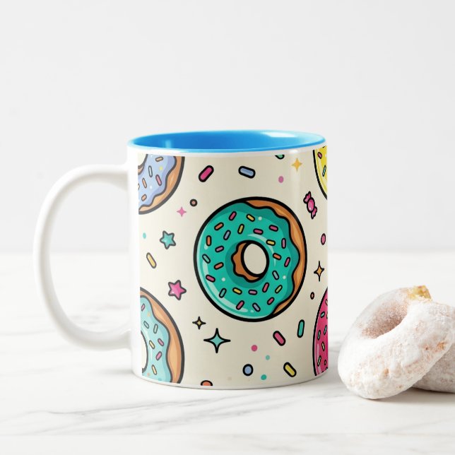 Doughnut Pattern Coffee Mug (With Donut)