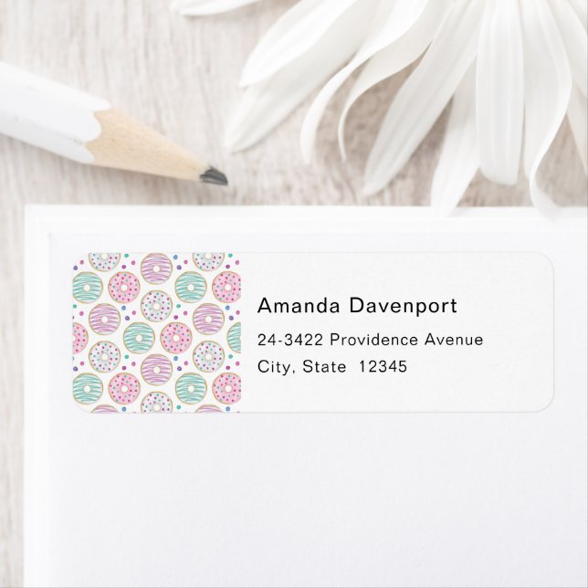 Doughnut Pattern Cute Colourful Address (Insitu)