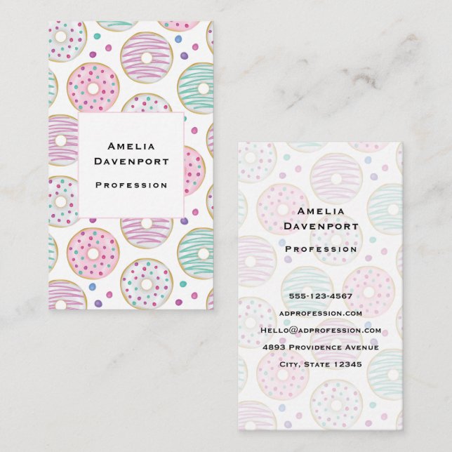 Doughnut Pattern Cute Colourful Business Card (Front/Back)