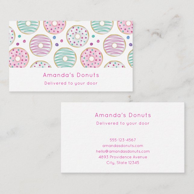 Doughnut Pattern Cute Colourful Business Card (Front/Back)