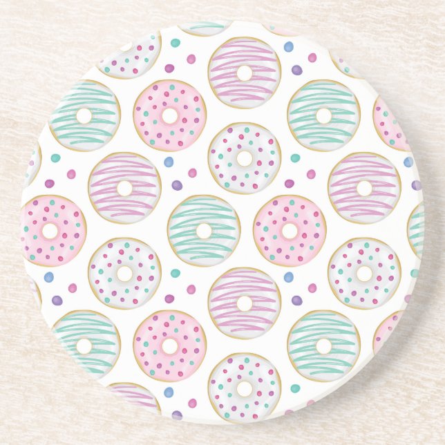Doughnut Pattern Cute Colourful Coaster (Front)