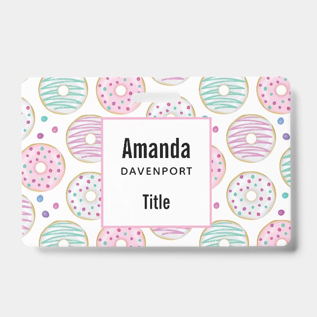 Doughnut Pattern Cute Colourful ID Badge (Front)
