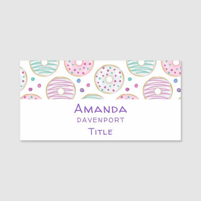 Doughnut Pattern Cute Colourful Name Tag (Front)
