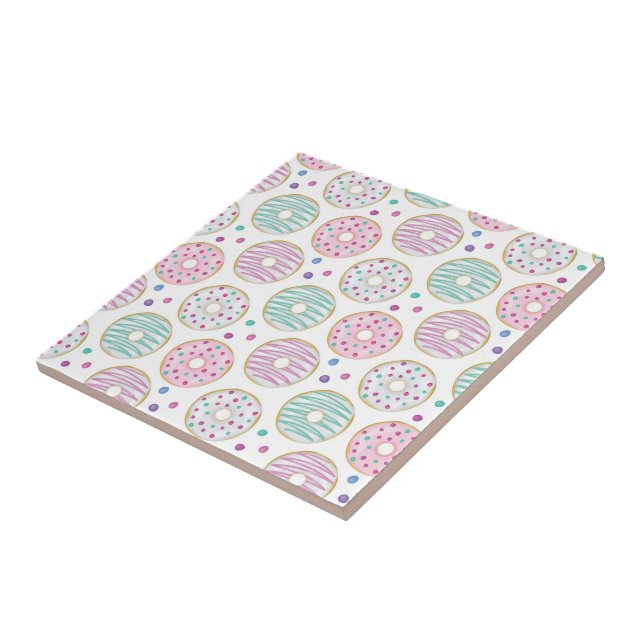 Doughnut Pattern Cute Colourful Tile (Side)