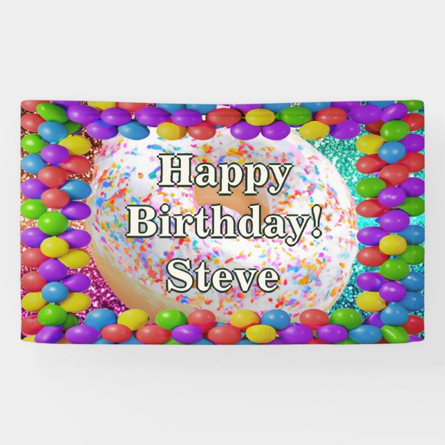 Doughnut Personalised character birthday banner (Horizontal)