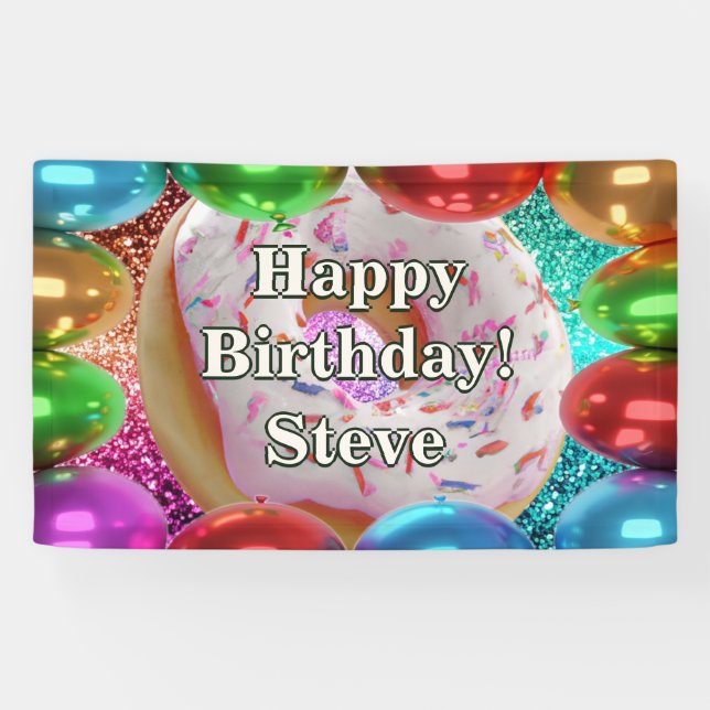 Doughnut Personalised character birthday banner (Horizontal)