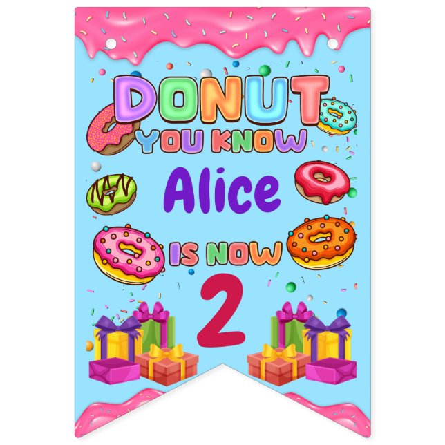 Doughnut Personalised Colour Sprinkle Birthday Par Bunting (First Flag)