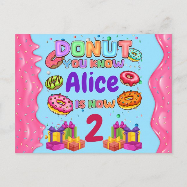 Doughnut Personalised Colour Sprinkle Birthday Par Holiday Postcard (Front)