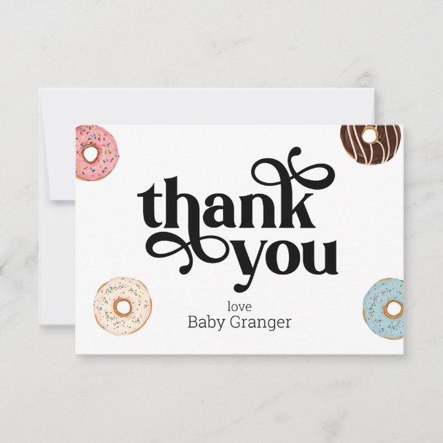 Doughnut Personalised Flat Thank You Card (Front)