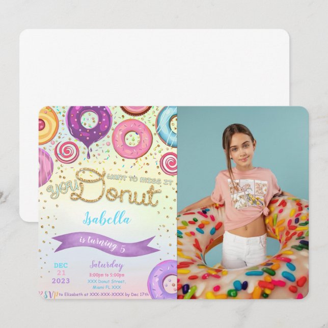 Doughnut Photo Invitation (Front/Back)
