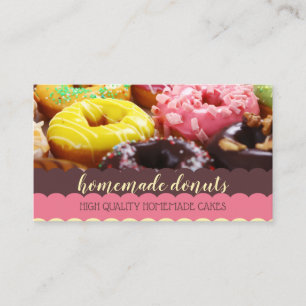 Doughnut Photo Tasty Pink Yellow Business Card