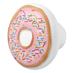 Doughnut Pink Frosting Sprinkles Cute Food   Ceramic Knob