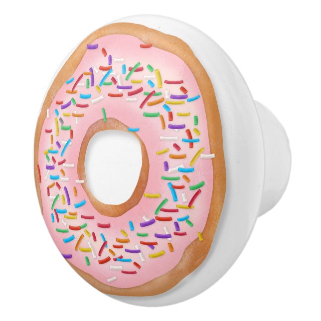 Doughnut Pink Frosting Sprinkles Cute Food | Ceramic Knob (Right)