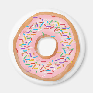 Doughnut Pink Frosting Sprinkles Cute Food   Dough Magnet