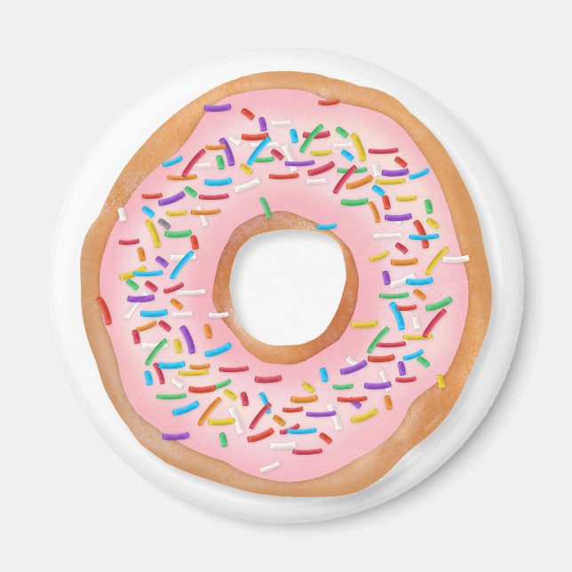 Doughnut Pink Frosting Sprinkles Cute Food | Dough Magnet (Front)