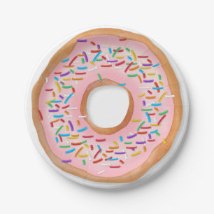 Doughnut Pink Frosting Sprinkles Cute Food   Paper Plate